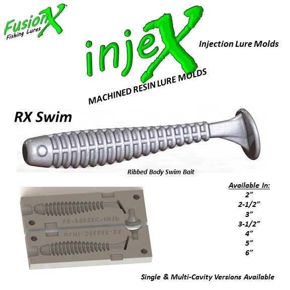 InjeX Injection Mold - RX Swim Rib Body Swim Bait (2, 2-1/2, 3, 3-1/2,  4, 5, 6) 3520 3525 3530 3535 3540 3550 3560 Swimbait