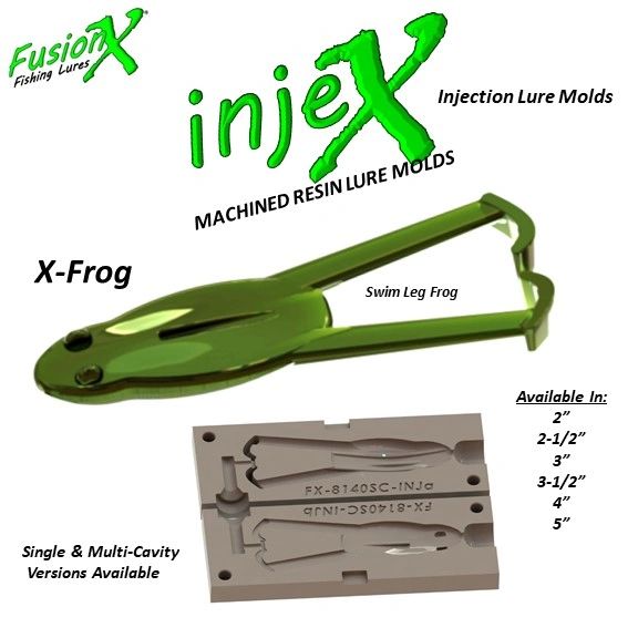 InjeX Injection Mold - XFrog Topwater Frog (2, 2-1/2, 3, 3-1/2, 4, 5)  8120 8125 8130 8135 8140 8150 X-Frog X Frog