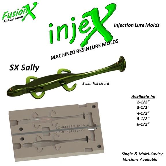 InjeX Injection Mold - SX Sally Lizard Salamander Lure (2-1/2, 3-1/2,  4-1/2, 5-1/2, 6-1/2, 7-1/2) 8425 8435 8445 8455 8465 8475 SXSally