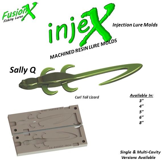 InjeX Injection Mold - Sally Q Lizard Salamander Lure (3, 4, 5, 6, 7,  8) 8530 8540 8550 8560 8570 8580 SallyQ
