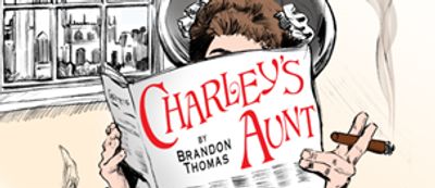 Illustration of a person smoking a cigar and reading "Charley's Aunt".