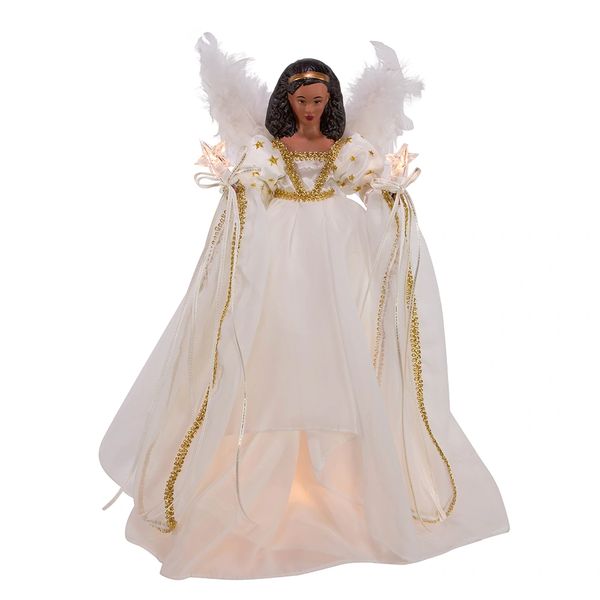 16" Ivory and Gold Lighted Angel