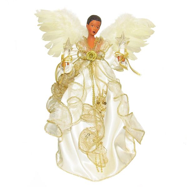 12" Ivory and Gold Lighted Angel