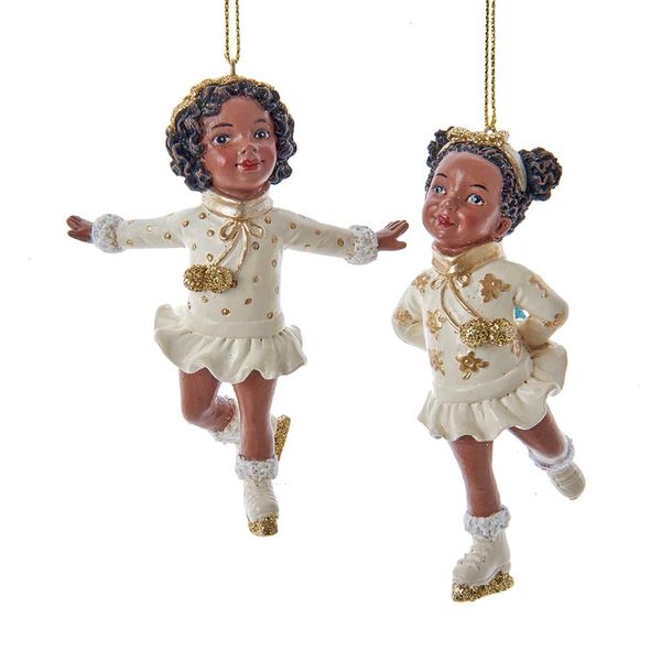 Skating Girl Ornaments, Set of Two