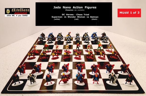 Chessmen - Chess Triad: Jada Nano Action Figures. DC Heroes - Batman vs Wonder Woman vs Superman. éxilechess.com