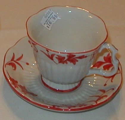 Red Ribbed cup and saucer