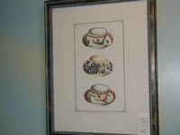 Hand Colored Restrike Cups and Saucers