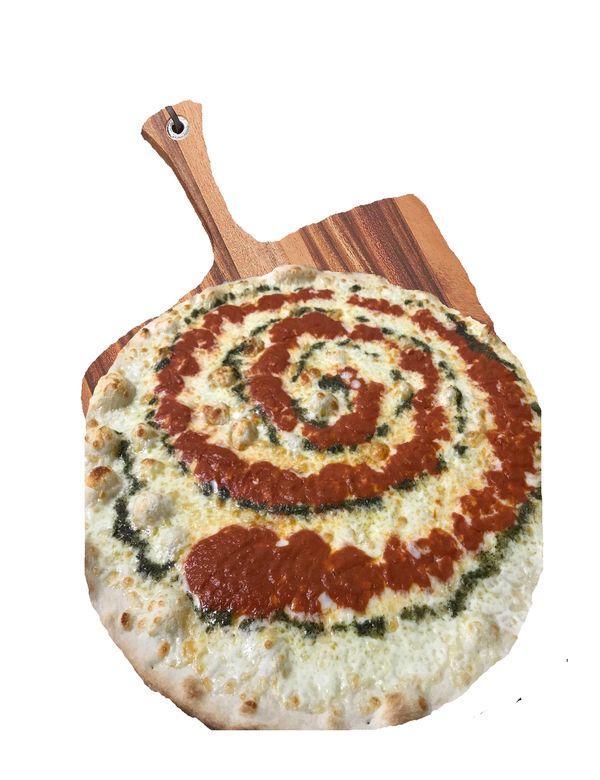 A delicious pizza presented on a clean white plate.
