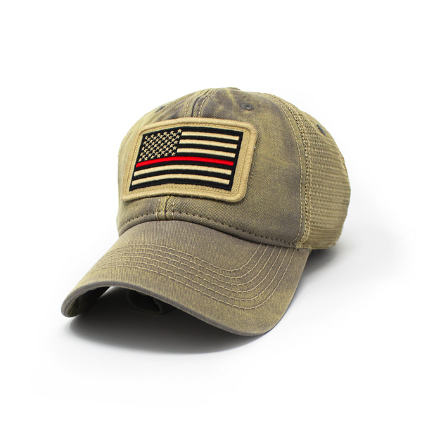 Thin Red Line Flag Trucker Hat, Drifter Gray | S.L. Revival Co ...