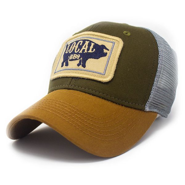 Everyday Trucker Hat, Structured, Local BBQ Pig, Olive | S.L. Revival ...
