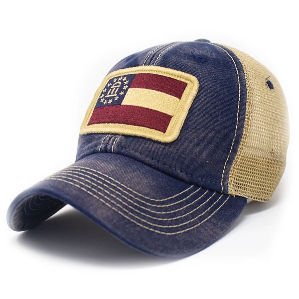 Flag Patch Trucker Hat, Navy S.L. Revival Co Americana