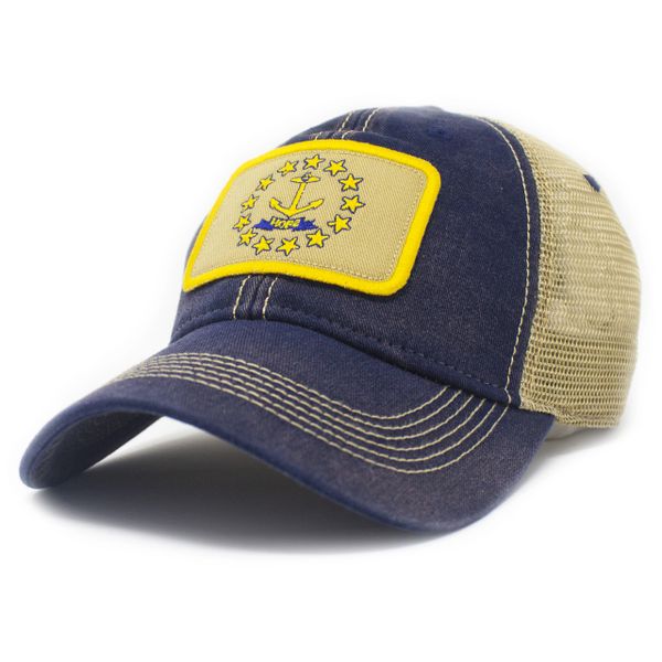 Rhode Island Flag Patch Trucker Hat, Navy | S.L. Revival Co - Americana ...