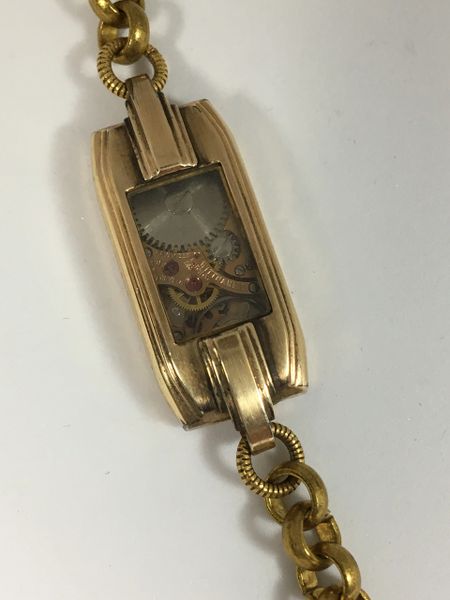 Brass Vintage Deco Watch Case Bracelet