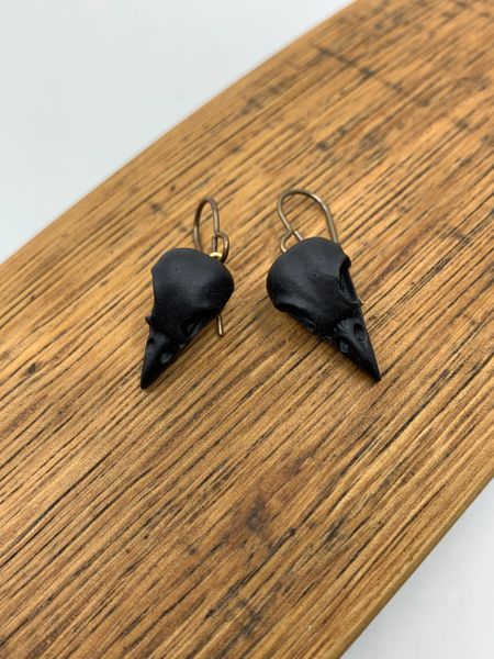 Black Bird Skull Earrings