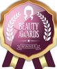 Beauty Award presented to Lash Haus in the shape of a purple ribbon with white and gold lettering