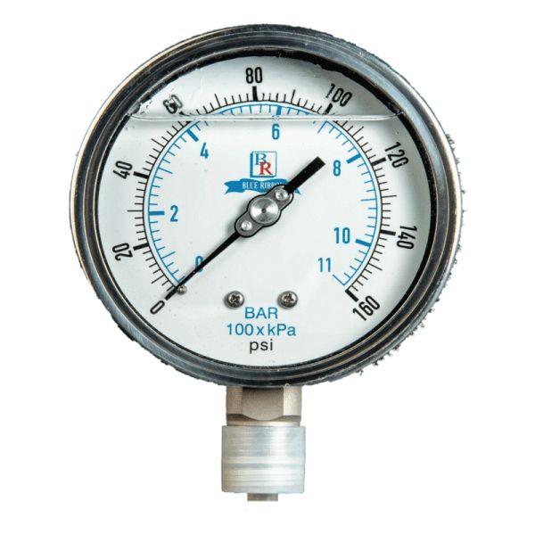 Baker LVBNA-160P Pressure Gauge, 0 To 160 Psi – 2.5" Dial, Dual Scale (psi/kPa), Brass Internals, 1/4" NPT Connection