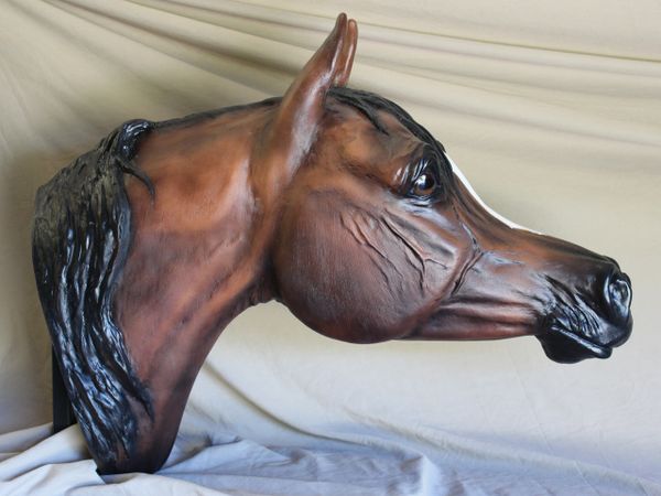 Bridle Buddy Arabian Display Wall Table,BLACK Life size Horse Head 