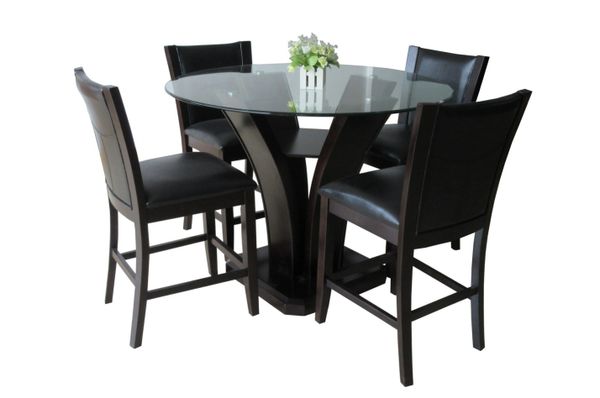 Round glass counter discount height dining set