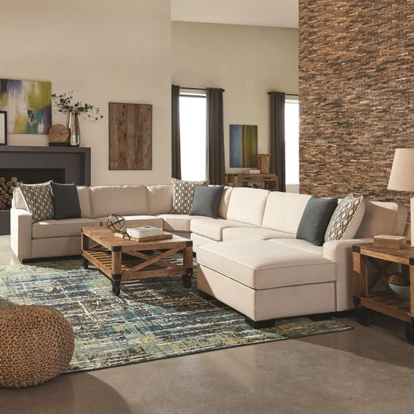 B1311 Ivory Modular Sectional With Pillows Optional Ottoman