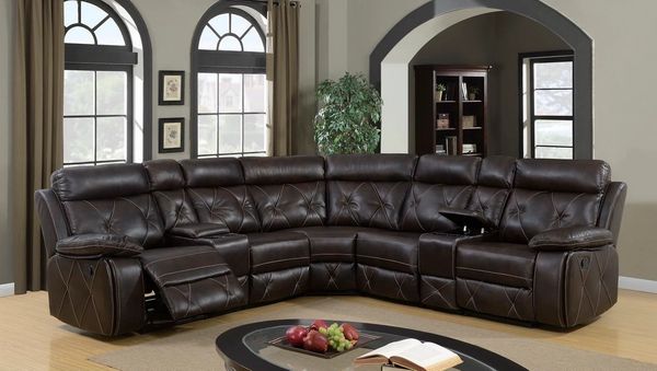 6230 BROWN RECLINING THEATER SECTIONAL | Discount Furniture Atlanta  Sectionals $649