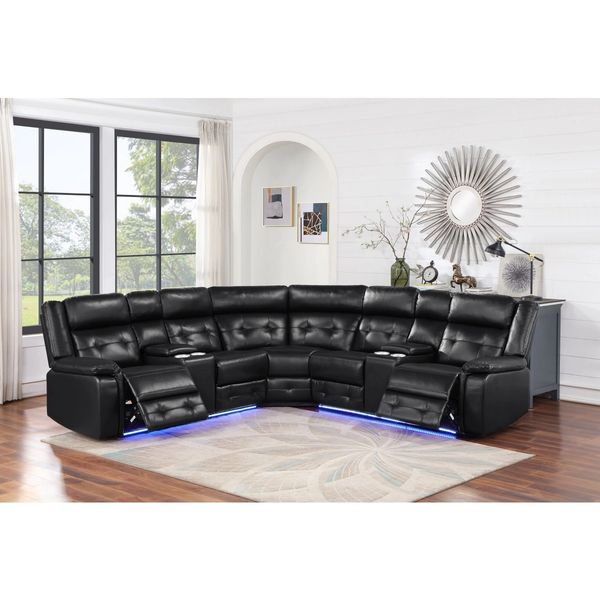DD BLACK POWER RECLINING WITH LED SECTIONAL Discount Furniture