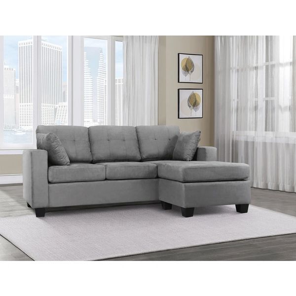 DD GRAY REVERSIBLE MINI FABRIC SECTIONAL Discount Furniture Atlanta