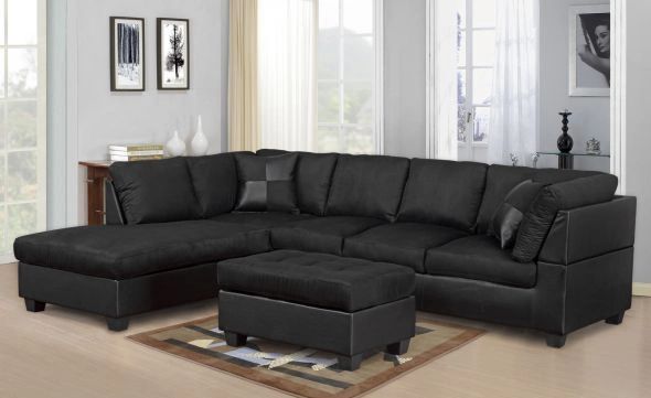 Black suede sectional deals sofa