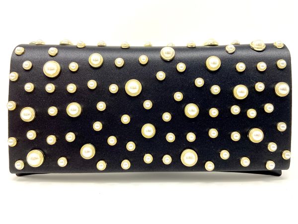 black clutch with pearls