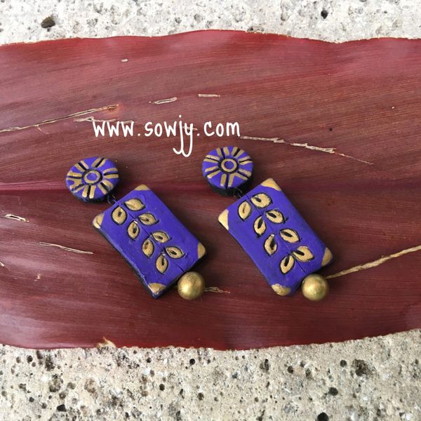 Fancy Squared Terracotta Medium Sized earrings in Purple!!!!