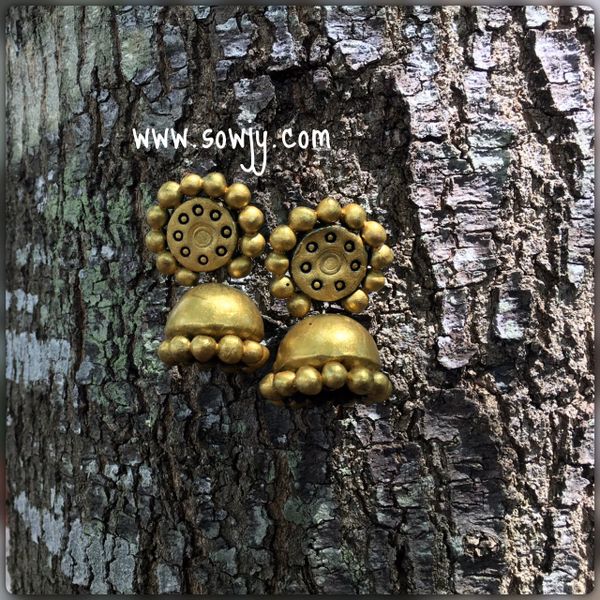 Golden Terracotta Jhumka- Large Size