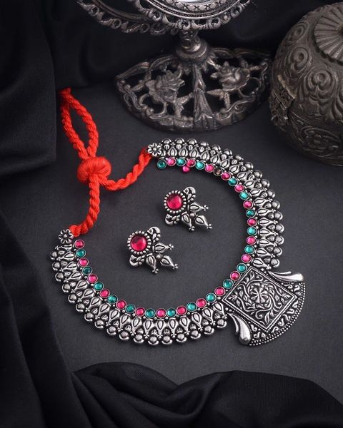 Kolhapuri Oxidisded Designer Necklace with Earrings!!!