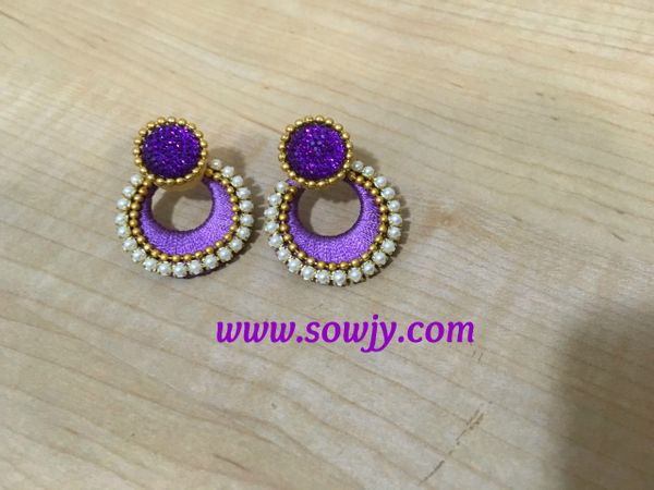 Silk Thread Chandbaali Medium Sized earrings in Light Purple!!!!!!!!
