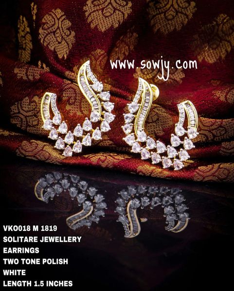 Solitaire Stone Setting Designer Earrings-Gold Polish!!!