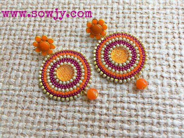 Grand Light weighted party Wear Earring in Orange and Pink!!!!