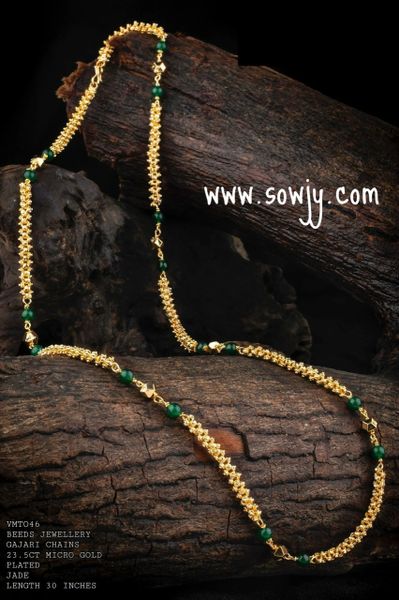 Emerald Bead Gold Finish Long Chain!!!!