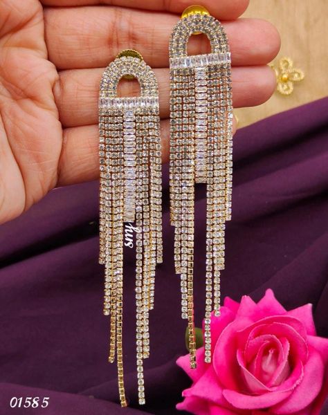 Shimmering Premium Gold Plated Tassel Long Light Weighted Earrings!!!