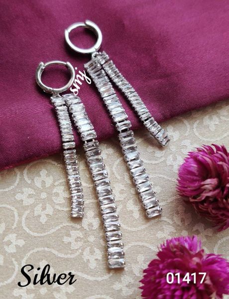 Sleek and Stylish Long Silver Chain Light weighted tassel earrings!!!