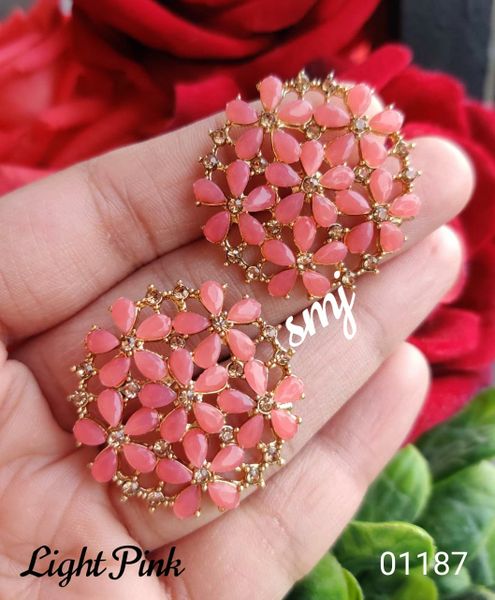 Big Size Floral Earrings-Light Pink !!!