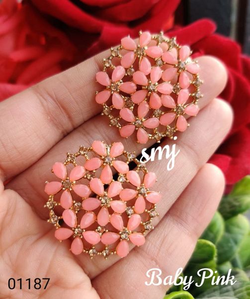 Big Size Floral Earrings-Baby Bright Pink!!!