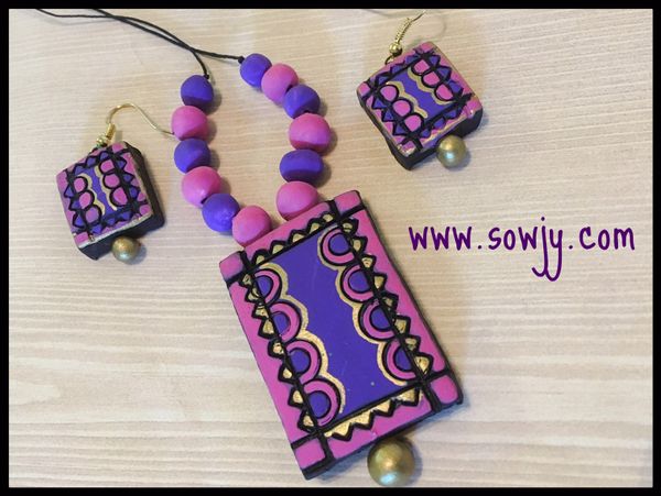 Simple Squared Pendant Set in Purple and Pink!!!!!