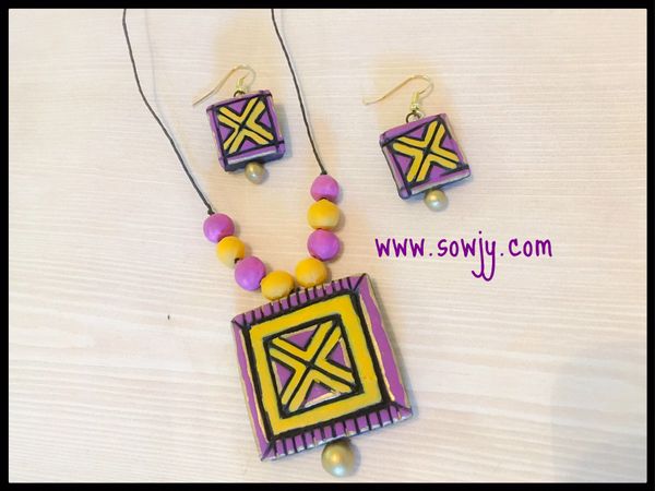 Squared Pendant Set in Yellow and Pink!!!!