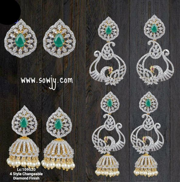 Very Grand and Long Diamond Finish 4 in 1 Style Jhumkas- Design 1 !!!!