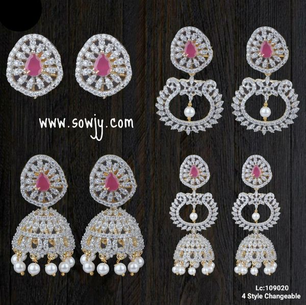 Very Grand and Long Diamond Finish 4 in 1 Style Jhumkas- Design 3 !!!!