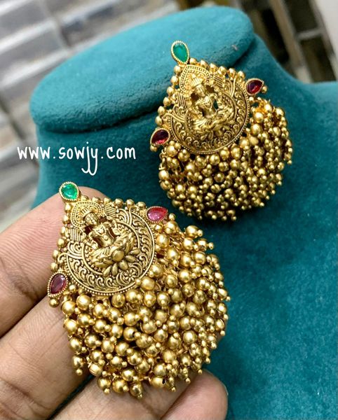 Very Grand and Big Size Lakshmi Ghungroo Big Earrings -Full Gold !!!