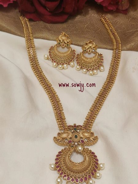 Big Size Beautiful Chaanbali Pendant in Long Haaram with Big Light Weighted Earrings !!!