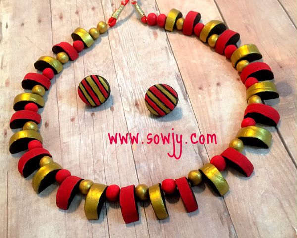 Red and Gold Trendy Choker Set with Studs!!!!