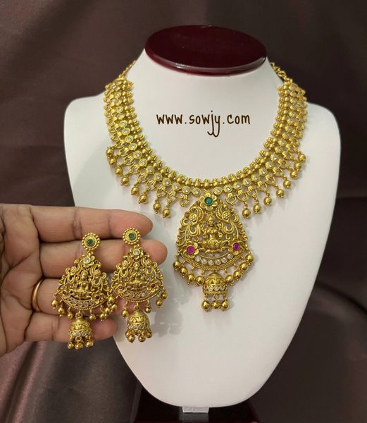 Beautiful Lakshmi Gold Replica Designer Necklace with Lovely Lakshmi Earrings!!!