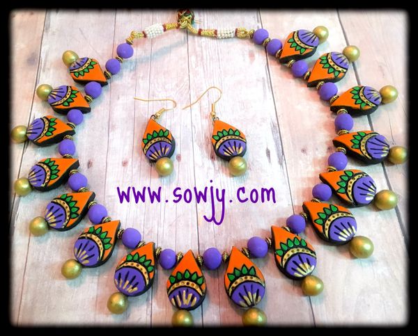 Purple and Orange Tear Drop Choker Set with Earrings!!!!