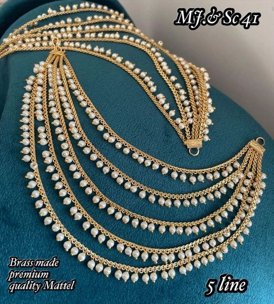Lovely Full Pearls Five Layer Ear Chain in Gold Finish !!!!