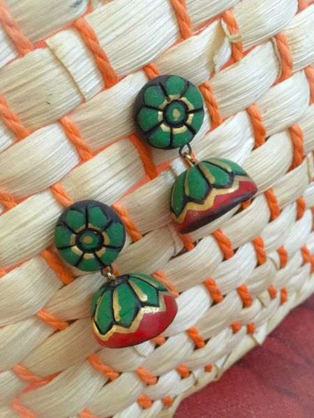 Small Sized Jhumkas in Shades of Red and Green!!!!